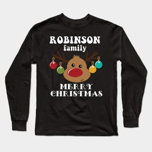Family Christmas - Merry Christmas ROBINSON family, Family Christmas Reindeer T-shirt, Pjama T-shirt Long Sleeve T-Shirt